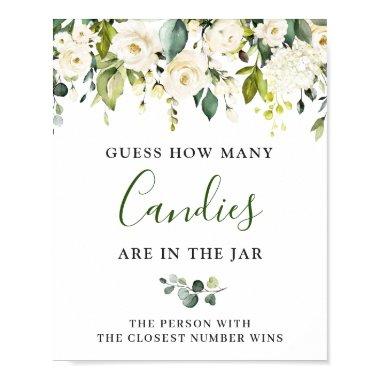 Elegant Eucalyptus White Roses GUESS Sign Poster