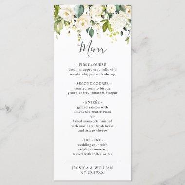 Elegant Eucalyptus White Roses Wedding Dinner Menu