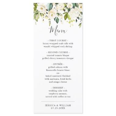 Elegant Eucalyptus White Roses Wedding Dinner Menu