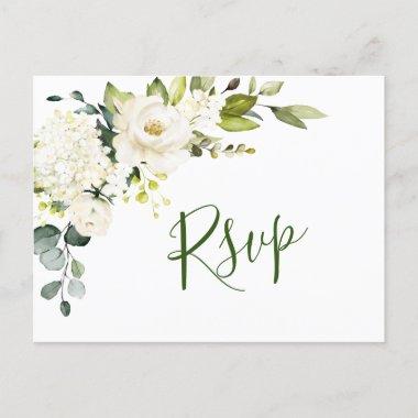 Elegant Eucalyptus White Roses Wedding RSVP PostInvitations