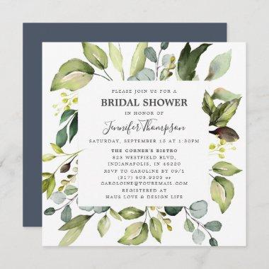 Elegant Eucalyptus with Greenery Bridal Shower Invitations