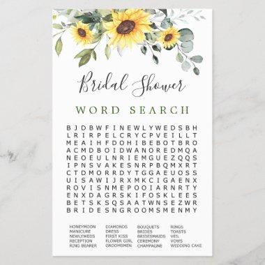 Elegant Eucalyptus Word Search Bridal Shower Game