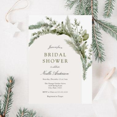 Elegant Evergreen Arch Bridal Shower Invitations