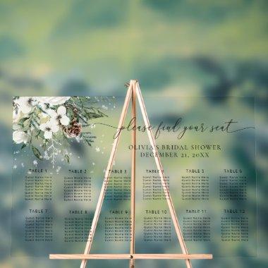 Elegant evergreen wedding Acrylic seating chart
