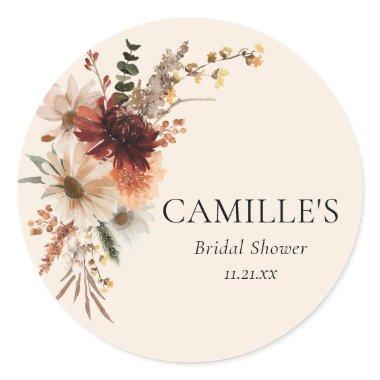 Elegant Fall Floral  Classic Round Sticker