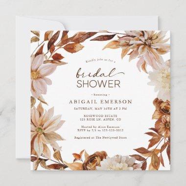 Elegant Fall Floral Bridal Shower Invitations