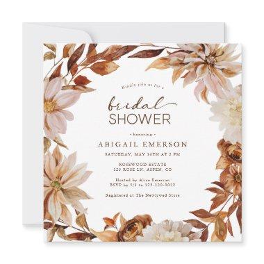 Elegant Fall Floral Bridal Shower Invitations