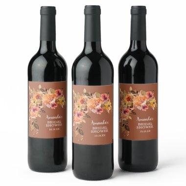 Elegant Fall Floral  Wine Label