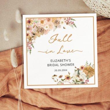 Elegant Fall Flower Pumpkin Bridal Shower Birthday Napkins