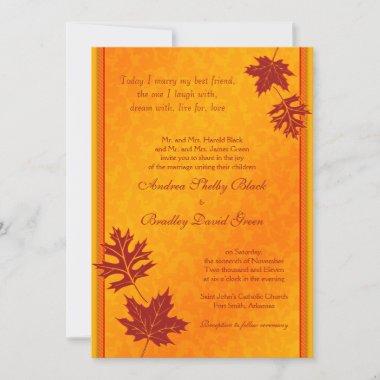 Elegant Fall Leaves Wedding Invitations
