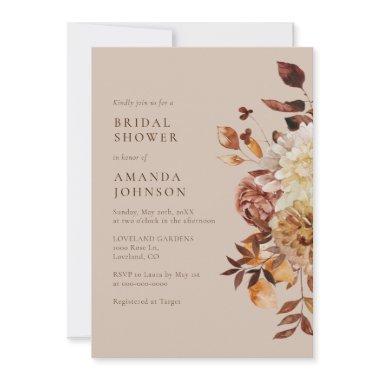 Elegant Fall Modern Bridal Shower Invitations