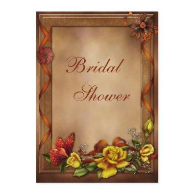 Elegant Fall Roses & Butterfly Bridal Shower Invitations