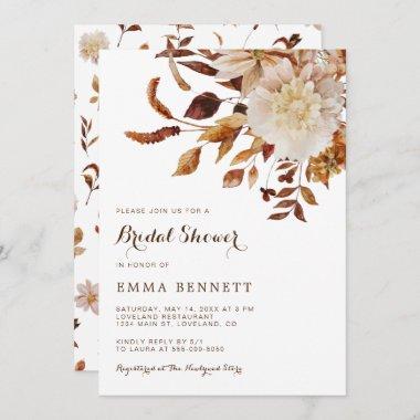 Elegant Fall Watercolor Botanical Bridal Shower Invitations