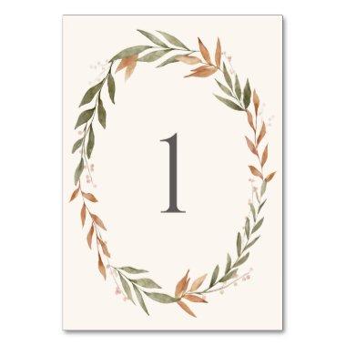 Elegant Fall Wreath Wedding Table Number