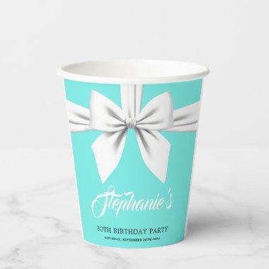 Elegant Fancy Tiffany Birthday Tableware Aqua Paper Cups