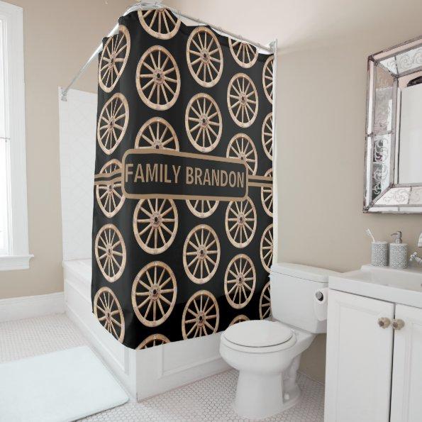 Elegant Farmhouse Rustic Old-Fashion Family Name Shower Curtain