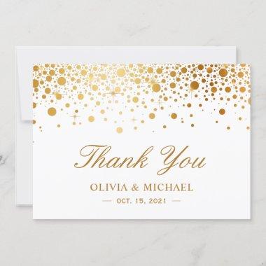 Elegant Faux Gold Foil Confetti Dots Thank You Invitations