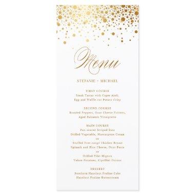 Elegant Faux Gold Foil Confetti Wedding Menu