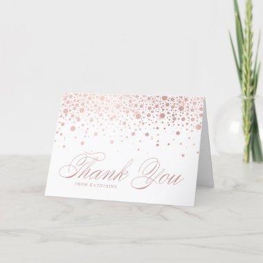 Elegant Faux Rose Gold Foil Confetti Dots White Thank You Invitations