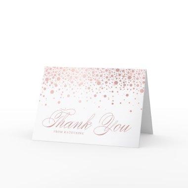 Elegant Faux Rose Gold Foil Confetti Dots White Thank You
