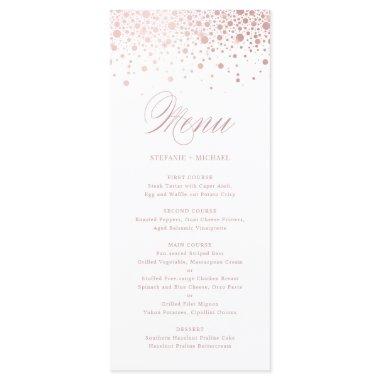 Elegant Faux Rose Gold Foil Confetti Wedding Menu