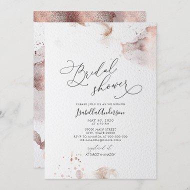 Elegant Faux Rose Gold Foil Glitter Bridal Shower Invitations