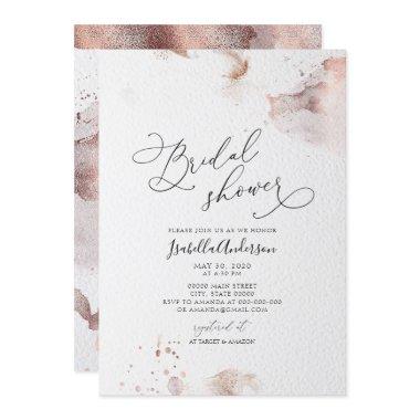 Elegant Faux Rose Gold Foil Glitter Bridal Shower Invitations