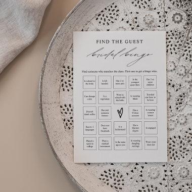Elegant Find the Guest Bridal Shower Bingo Game Invitations