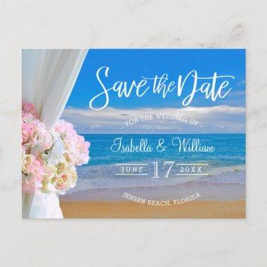 Elegant Floral Beach Summer Wedding Save the Date Announcement PostInvitations