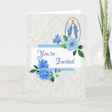 Elegant Floral Blessed Mother Mary Invitations