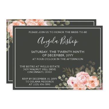 Elegant Floral Blush Pink Botanical Bridal Shower Invitations