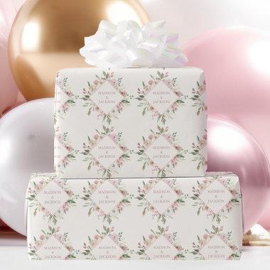 Elegant Floral Blush Pink Peony Summer Wedding Wrapping Paper
