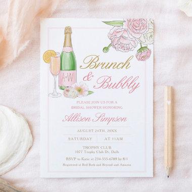 Elegant Floral Bridal Brunch and Bubbly Invitations