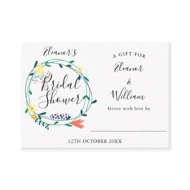 Elegant Floral Bridal Shower Display Invitations and Tag