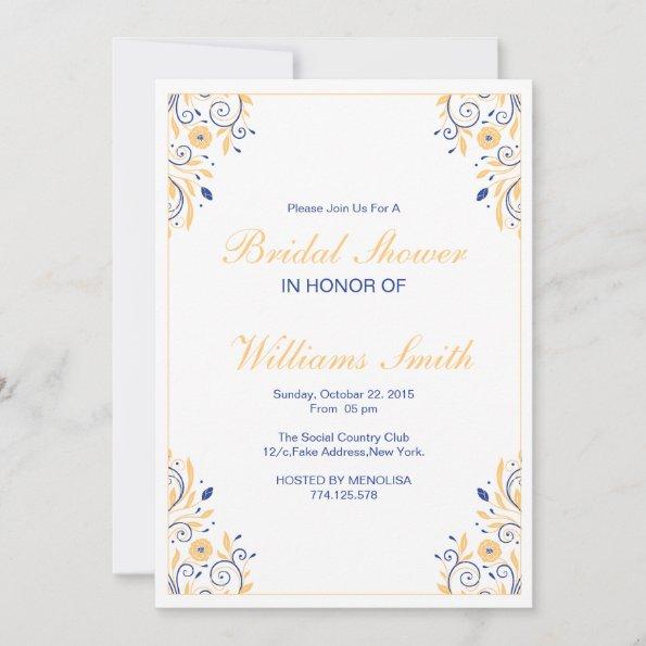 Elegant Floral Bridal Shower Invitaton Invitations