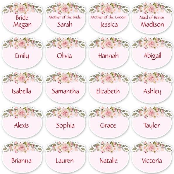 Elegant Floral Bridal Shower Name Tag Sticker