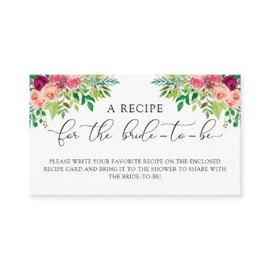 Elegant Floral  Recipe Request Enclosure