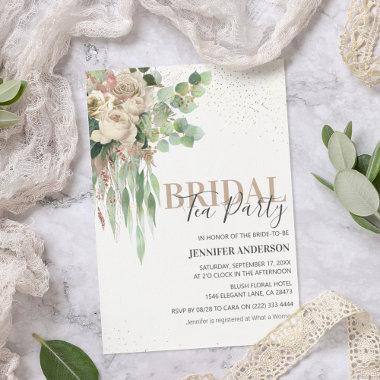 Elegant Floral Bridal Shower Tea Party Invitations