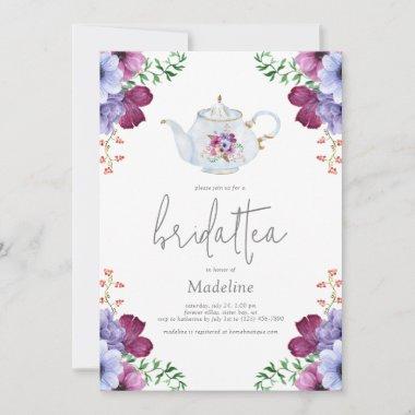 Elegant Floral Bridal Tea Bridal Shower Invitations