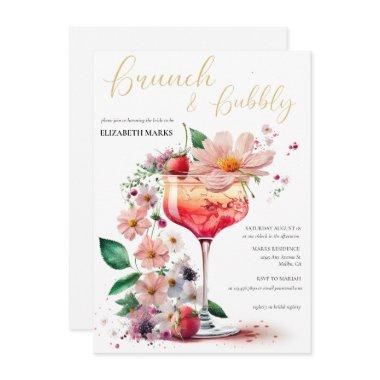 Elegant Floral Brunch & Bubbly  Inv