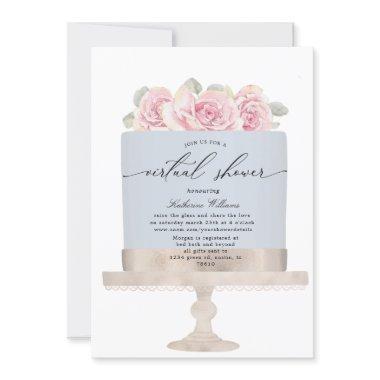 elegant floral cake virtual Shower Invitations