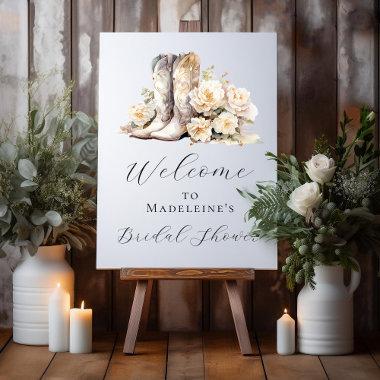 Elegant Floral Cowgirl Boots Bridal Shower Welcome Foam Board