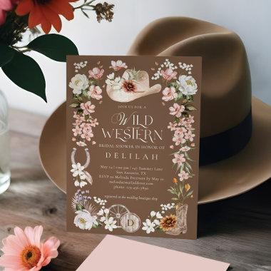Elegant Floral Cowgirl Wild Western Bridal Shower Invitations