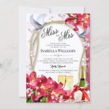 Elegant Floral Diamonds Hearts Bridal Shower Invitations