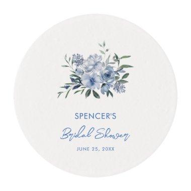 Elegant Floral Dusty Blue  Favor Edible Frosting Rounds