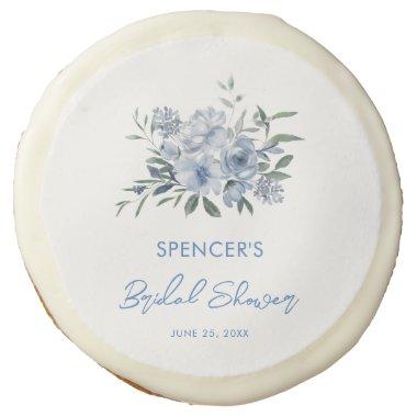 Elegant Floral Dusty Blue  Favor Sugar Cookie