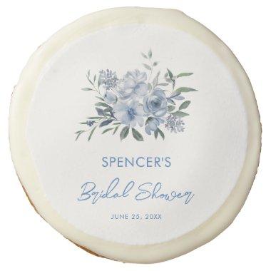 Elegant Floral Dusty Blue Bridal Shower Favor Sugar Cookie