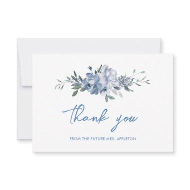 Elegant Floral Dusty Blue  Thank You