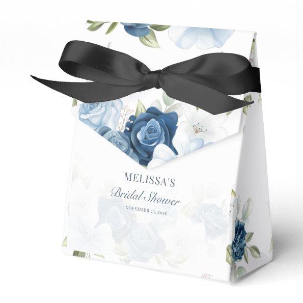 Elegant Floral Dusty Blue Watercolor Bridal Shower Favor Box
