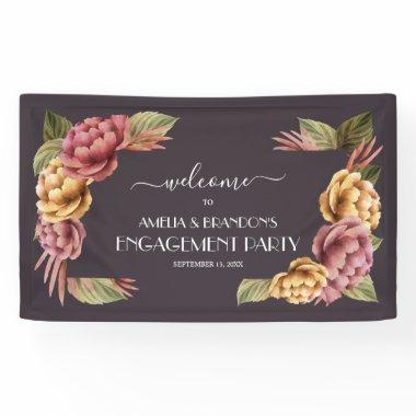 Elegant Floral Engagement Party Banner